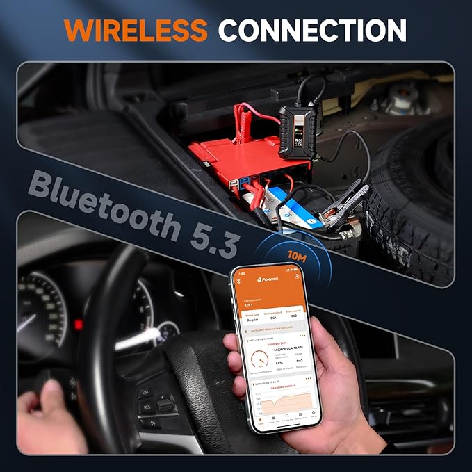 FOXWELL BT60 Car Battery Tester, 6V 12V Bluetooth Battery Load Tester & FOXWELL NT630 Plus OBD2 Scanner with ABS and SRS Full Function
