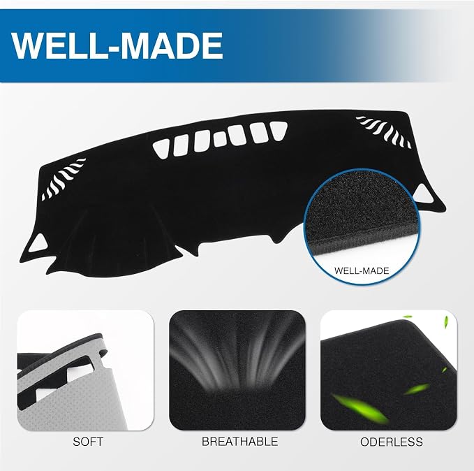 KUST Black Dash Cover for 2018-2023 2024 Chevrolet Equinox (Without HUD) (L, LS, LT, Premier) Non-Slip Dashboard Cover Polyester Dashboard Cover Accessories for Equinox Custom Fit Dash Mat No Glare