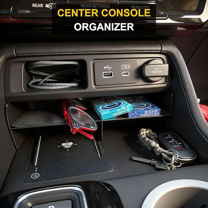 Center Console Organizer Secondary Storage for 2026 Honda Passport Trailsport / 2023 2024 2025 Honda Pilot Central Control Storage Tray Insert Divider Cubby Interior Accessories
