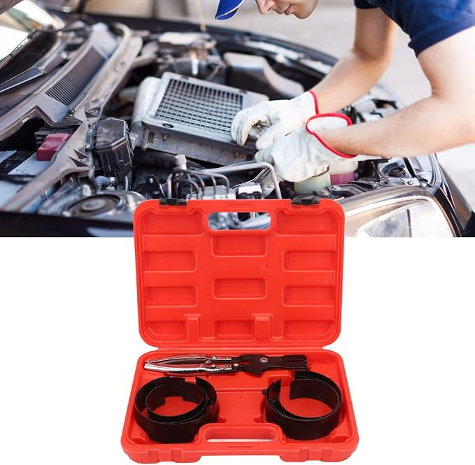 Auto Engine Piston Ring Compressor Tool Set, 6 Piston Rings (73-111mm/2.9-4.4inch) with 1 Adjustable Installer Pliers for Repairing Car Truck Automotive Engine