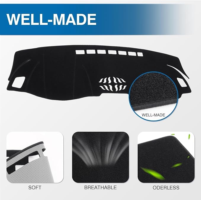 KUST Black Dash Cover for Honda Accord/Accord Sport 2018 2019 2020 2021 2022 (Without HUD) Dashboard Cover Polyester Non-Slip Center Console Dash Cover Interior Accessories for Accord No Glare