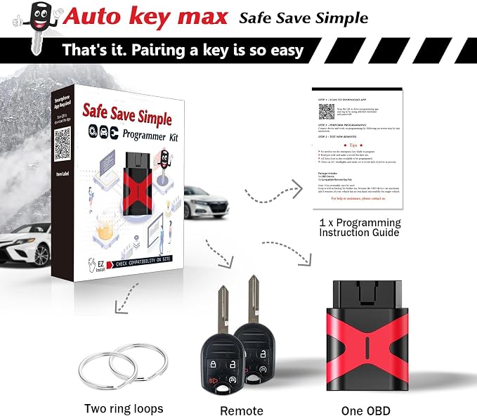 2 Programmable Keyfob Tool, Replacement Car Keys Fob and DIY Programmer Kit for 2011-2015 Ford F150 Flex Expedition Expedition Taurus