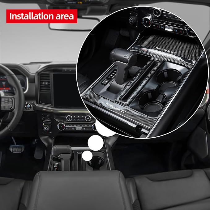 BETTERHUMZ Car Center Console Compartment Cover Sticker for Ford F150 2021 2022 2023 2024 2025 Carbon Fiber Interior Accessories (Black)