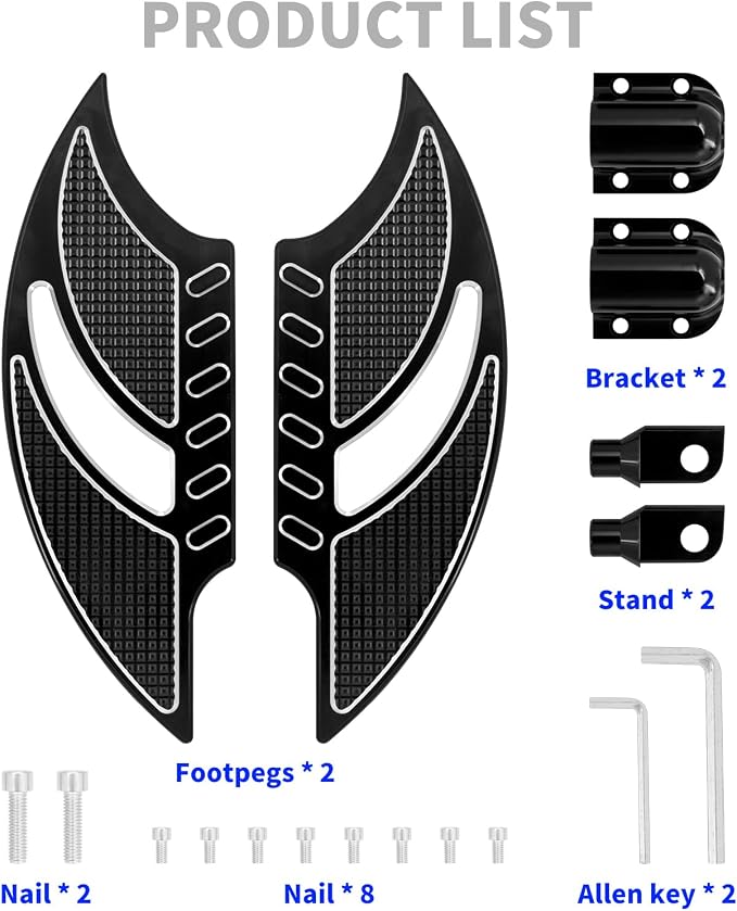 Motorcycle Floorboards Aluminum Male Mount Foot Pegs Floor Board Black Fit for Harley Touring Electra Glide Road Glide Road King Dyna Sportster 1 Pair