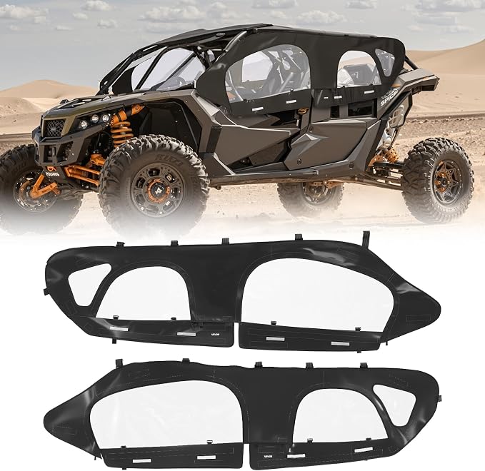 VEVOR Cab Enclosure Upper Doors, Compatible with Can-Am Maverick X3 MAX 4-Seater 2017-2024, Soft Upper Doors, Windproof Upgraded Zipper UTV Soft Side Window Kit, Work with Roof and Partial Windshields