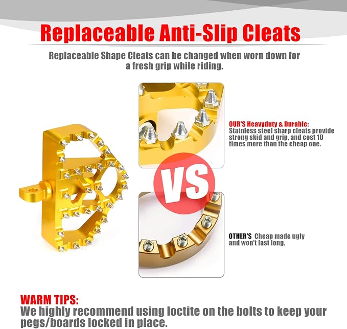 Goldfire 360° Roating MX Chopper Bobber Style Foot Peg Front Pegs Footrests MINI Floorboards Highway Pegs Fits for Motorcycle Harley Electra Glide Softail Dyna Chopper Sportster 883 (Gold)