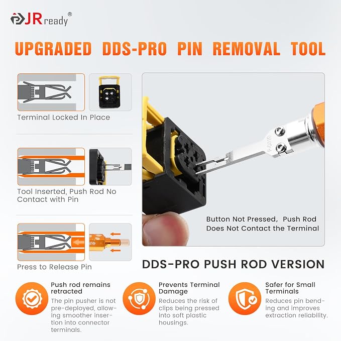 JRready Pin Removal Tool Kit Universal Pin Extractor for TE Micro Timer, TAB 1.6, Delphi DSQ 1.5: FEP 1.5, Bosch BMK 0.6, AMP MCP 1.5k Series Connector Terminal ACTCRH7A09