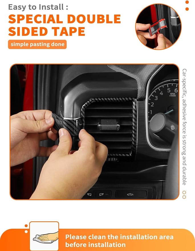Savadicar Carbon Fiber Interior Accessories - Ac Vent Trim Cover for Ford F150 (2021-present) - Premium Texture Interior Decor Upgrade Option, 4-Piece Set
