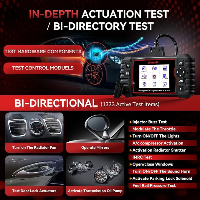 Bidirectional Diagnostic Tool for Porsche/Cayenne, iCarsoft POR V3.0 All System OBD2 Scanner, 26 Resets +12 Extra Services Battery Registration Code Reader for Porsche,Support CAN-FD, Free Update