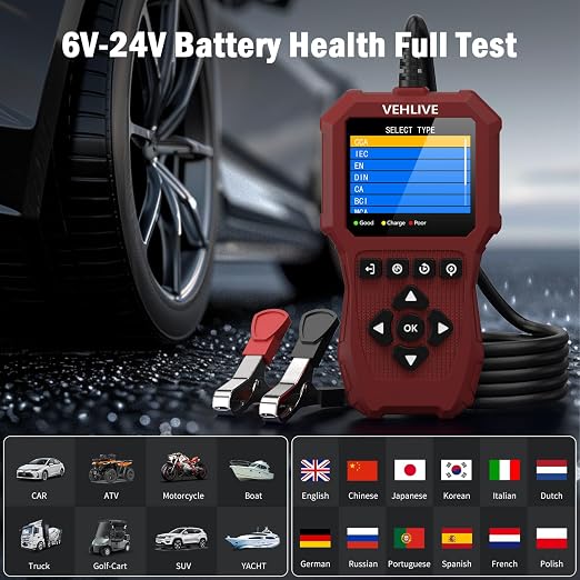 Car Battery Tester 6V 12V 24V with Lithium Battery Testing, BT911 5-3000CCA Automotive 12V&24V Dual Circuit Testing, Load/Alternator Tester, Charging Cranking System Tester for All Car Motorcycle Boat