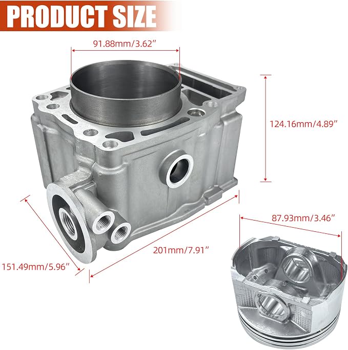 92mm Bore Cylinder Piston Ring Gasket Top End Rebuild Kit Compatible with Polaris Ranger Sportsman Scrambler 500 1996-2012 3087221 3085526 3085634
