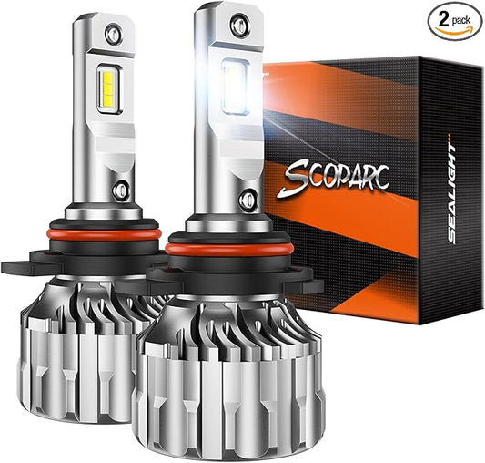 SEALIGHT 9012/Hir2 Bulbs 66000 LM Ultra-Bright 6500K White, S6 9012 Light Bulbs, Real 1:1 Size for Vehicle, Hir2 Fog Lights 80,000hrs+ Lifespan, CANbus-Ready Plug and Play, IP68, Pack of 2