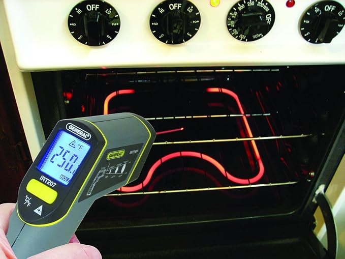 General Tools Non-Contact Digital Laser Temperature Gun, Thermal Detector, -4 to 608 degrees F (-20 to 320 degrees C) - For Cooking/BBQ/Food/Fridge/Pizza Oven/Engine