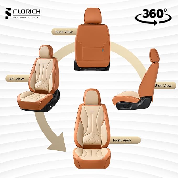 FLORICH Front Car Seat Covers, Leather Seat Covers for Cars, Waterproof Car Seat Protectors 2 Pack, Front Seat Covers for Cars, Automotive Seat Covers Protector Fit for Most Sedans SUV Pick-up Truck