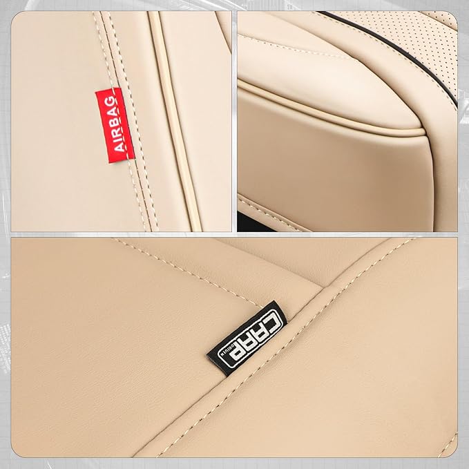 Touring Series Leatherette Full Set Seat Covers Universal for Cars Trucks SUV, Beige, CA-SC-Touring-Full-BE