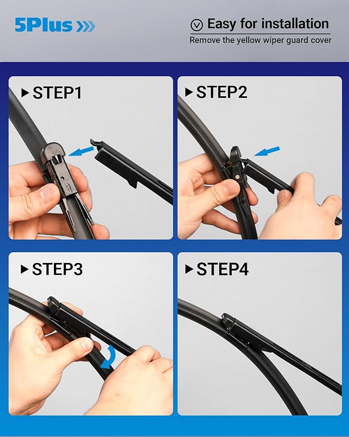 5 PLUS 22"+20" Windshield Wiper Blades Replacement for Ford Mustang 2007-2023 / Lincoln MKZ 2013-2020 Original Factory Quality Fit for Pinch Tab Front Wipers Arm(Pack of 2)