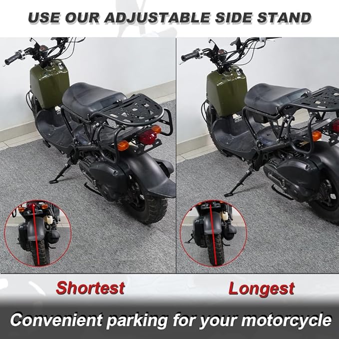 Xitomer 0-1.5" Adjustable Kickstand Fit for Ruckus50 Zoomer 2003-2025 Motorcycle Adjustable Side stand