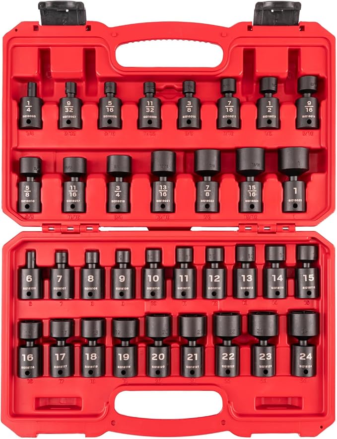 TEKTON 3/8 Inch Drive Universal Joint Impact Socket Set | SID97303