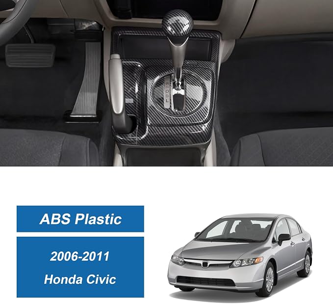 Carbon Fiber Gear Shift Panel Trim Cover for Honda Civic 8th Gen 2006 2007 2008 2009 2010 2011, Gear Shift Panel Interior Accessories