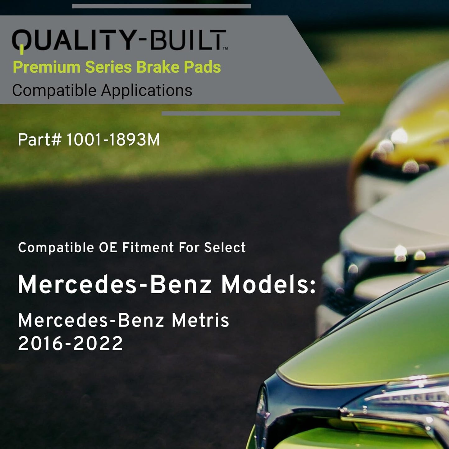 Premium Semi-Metallic Rear Brake Pads (1001-1893M) Compatible with Mercedes-Benz Metris 2016-2022