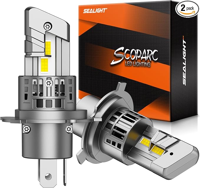 SEALIGHT S1-Pro H4 LED Bulbs, 40000LM Ultra Bright, 6500K Cool White Fog Lights with Cooling Fan, Over 60000 Hours Lifespan, Quick Plug-N-Play Installation, 2-Pack