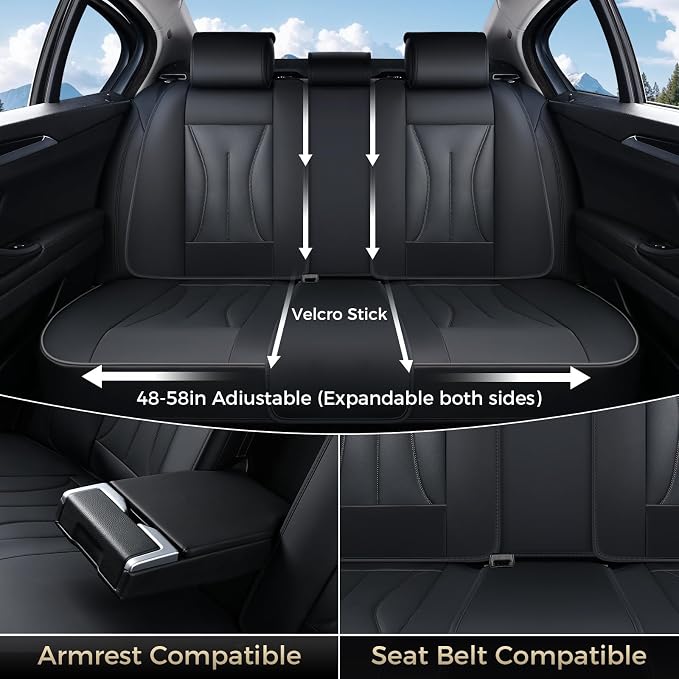 FLORICH Car Seat Covers Full Set, Leather Seat Covers for Cars, Waterproof Car Seat Protectors 5 Seats, Front and Rear Seat Covers for Cars, Automotive Seat Protector Fit for Most Car SUV Truck