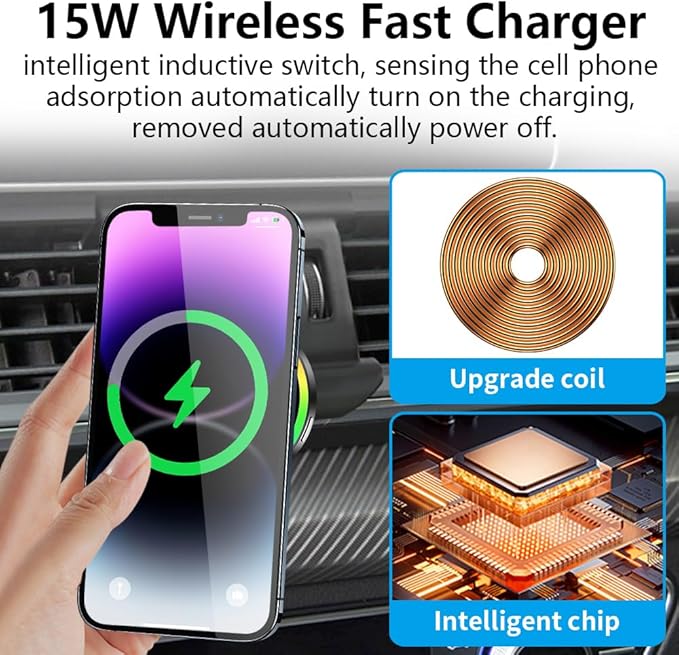 Car Magnetic Phone Mount for Audi Q5 SQ5 2018 2019 2020 2021 2022 2023 2024 Auto Interior Accessories Best Cellphone Holder Fast 15W Wireless Charger Cell Phones Charging Screen Stand Accessory