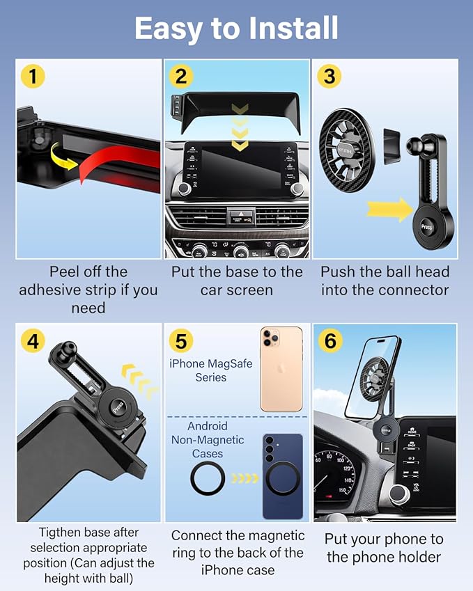 Magnets Phone Mount for BMW X5 X6 2024 2025 2026/X7 2023 2024 2025 2026 Accessories 14.9-Inch Screen Fixed Clip, Cell Phone Base Automobile Cradles Magnetic Phone Holder Compatible with MagSafe