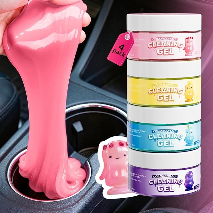 ColorCoral Car Cleaning Gel Reusable 5Pack - Dust Cleaning Putty Keyboard Slime for Car Interior Air Vent Cleaner Gel,560g