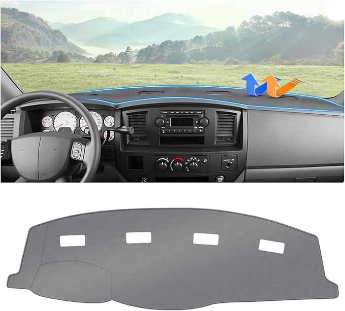 Autorder Gray Dashboard Cover Mat for 2006-2009 Dodge Ram 1500 2500 3500,2009 Dodge Ram 2500 3500 4500 5500,2010 Dodge Ram 4500 5500 Accessories Dash Cover Polyester Dash Mat