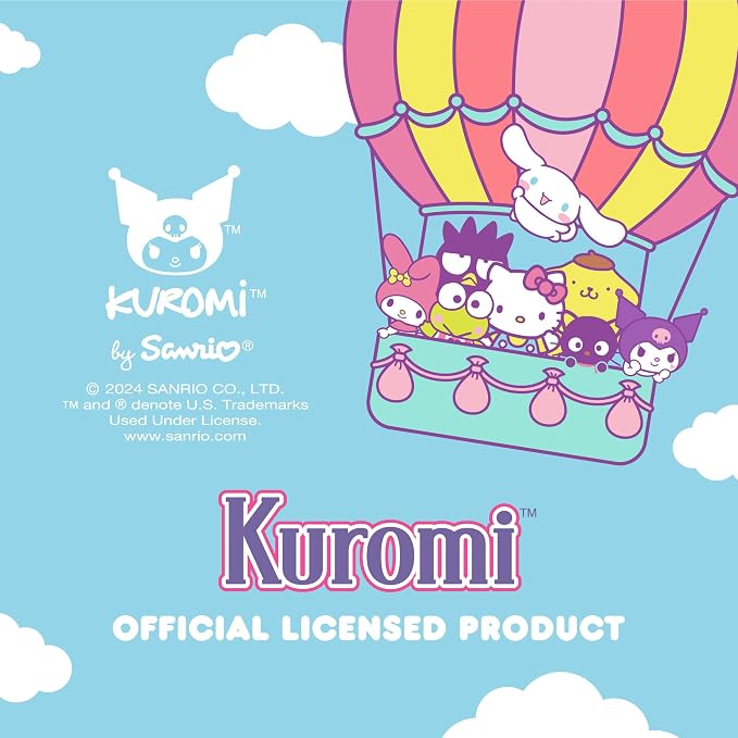Sanrio Hello Kitty and Friends Kuromi Black Car Steering Wheel Cover, Universal Fit Cute Accessories for Women Stylish Decor Gifts Hello Kitty Accessories - Fits Standard Wheels 14.5"-15"