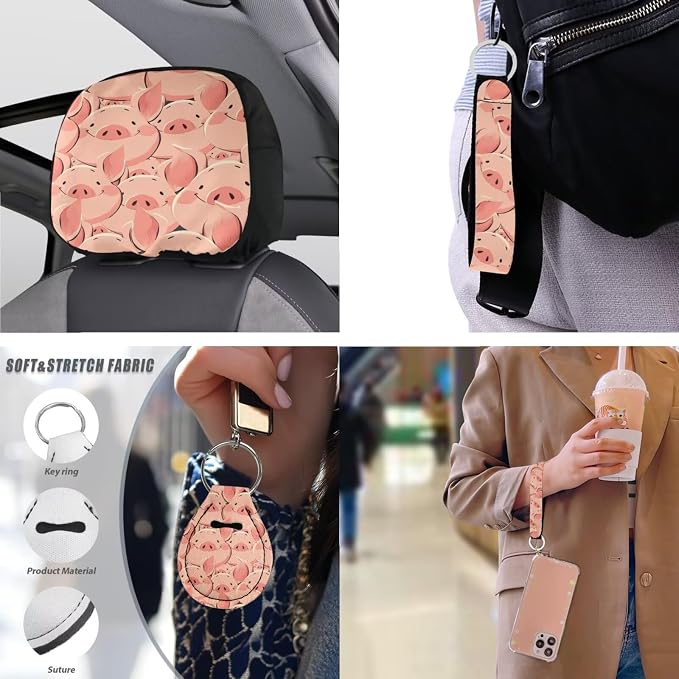 13 Pack Pink Pig Car Seat Covers, Cute Pigs Pattern Universal Driver Seat Cover Protector, Automotive Durable Interior Accessories Cup Holder Coaster