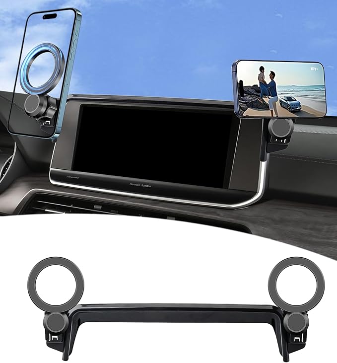 Magnetic Car Phone Mount for 2019 2020 2021 2022 KIA Telluride Accessories, for MagSafe Strong Magnets Cell Phone Holder 10.25-Inch Screen Cradles, with Portable Phone Gripper 360° Rotation