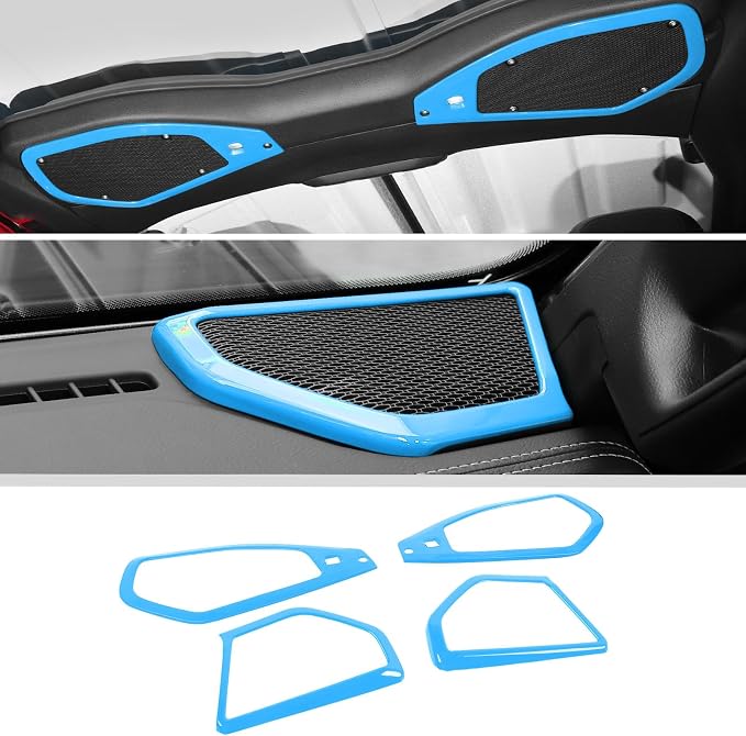 JWWY for Jeep JL Speaker Audio Trim Top & A Pillar Cover Trim for 2024 Jeep Wrangler JL JLU & Gladiator JT Accessories ABS 4PCS Light Blue