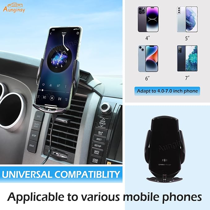 Aunginsy Car Phone Mount Compatible with Toyota Tundra/Sequoia 2007-2013 Center Console Air Outlet Vent Upper Panel Mobile Phone Holder Instrument Hands-Free Cell Phones Navigation Bracket Accessories