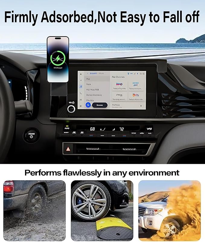 Car Phone Holder for Toyota Camry 2025 2026 Accessories 15W MagSafe Fast Wireless Charger Cell Phone Mount Apply to 8 Inch Touch Screen Fixed Clip 360° Rotation