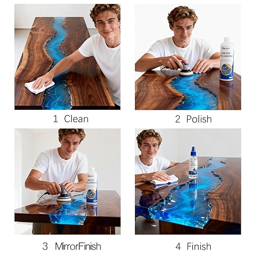 Epoxy Resin Polishing Kit | 3-in-1 Grinding Fluid | Scratch Removal & High Gloss Finish for Tables, Countertops & DIY Projects
