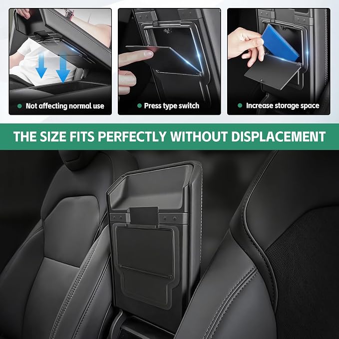 Center Console Organizer Tray for Tesla Model Y Juniper Accessories, Armrest Hidden Storage Box Cup Holder Armrest Cover for Tesla Model Y Juniper 2025 2026 5PCS