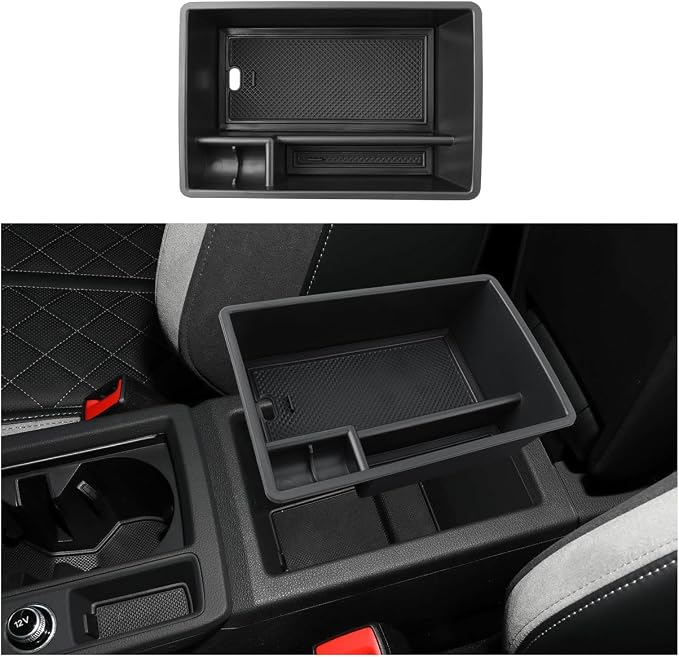 ECOZEN Center Console Organizer For 2019-2025 Audi Q3 F3 - Armrest Box Storage Tray Compatible with 2019-2025 Audi Q3 Accessories Armrest Organizer ABS