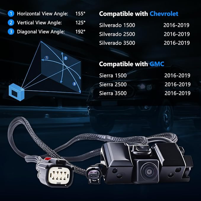 Rear View Backup Camera Compatible with Chevy Silverdo 2016-2019 for GMC Sierra 1500 2500 3500 Park Assist Reverse Replaces 84062896 23363727