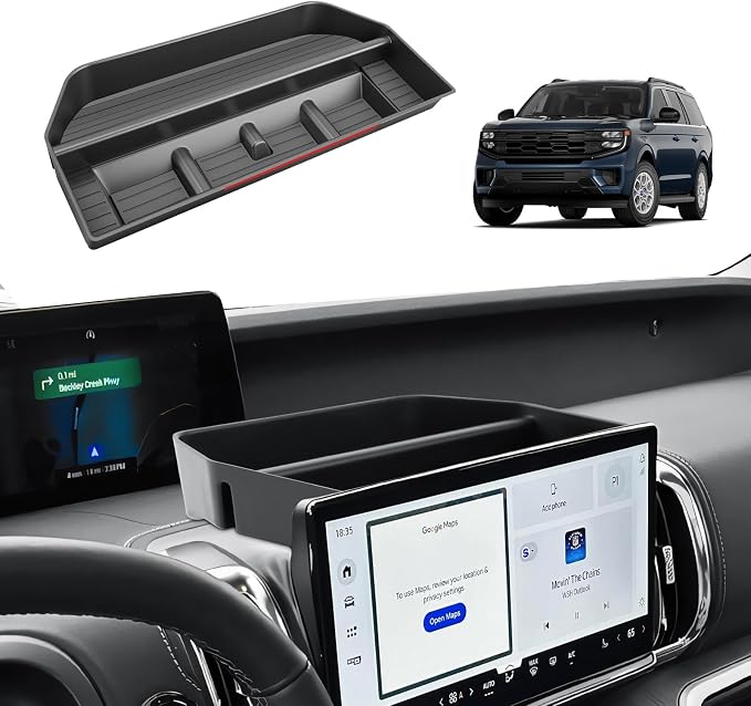 ECOZEN 2026 Expedition Dash Console Organizer - Behind Screen Organizer Tray For 2025-2026 Ford Expedition(Active/Platinum/TREMOR/King Ranch) Accessories Dashboard Storage Center Console Organizer