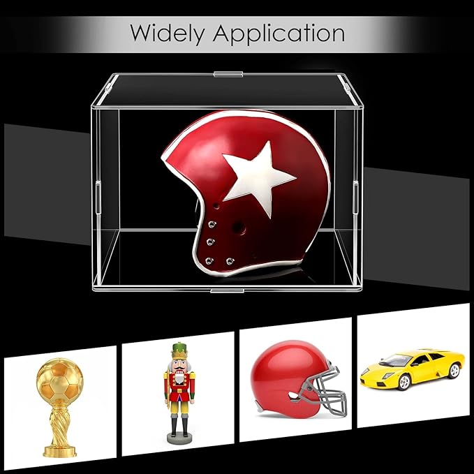 2 Pack Mini Helmet Display Case Clear Acrylic Football Baseball Helmet Display Box Holder Transparent Cube Organizer Stand for Collecting Sports Memorabilia Toy 7.3 x 5.4 x 5.4''