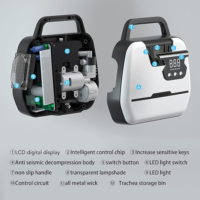 Car Air Pump, Double Cylinder 12V Electric Portable Tire Inflator with Auto Shut Off LED Light LCD Screen for Vehicles SUVs Bikes