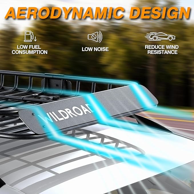 Wildroad Roof Rack Cargo Basket, Upgraded 4” Fence Car Roof Basket with Extension, 64"x 39"x 4" Universal Car Top Luggage Holder Carrier Basket Fits for SUV Truck Cars