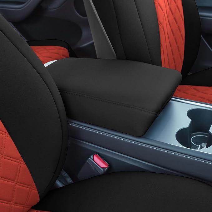 FH Group Custom Fit Car Seat Covers Specifically Made for 2020-2025 Tesla Model Y Ultraflex Neoprene Water Resistant Automotive Seat Covers - Full Set Red