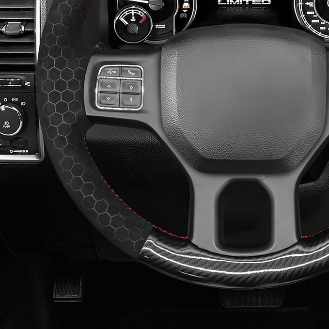 MEWANT Stitching Steering Wheel Cover Wrap for Dodge RAM 1500 2012-2018 1500 Classic 2500 Ram Truck Interior Accessory