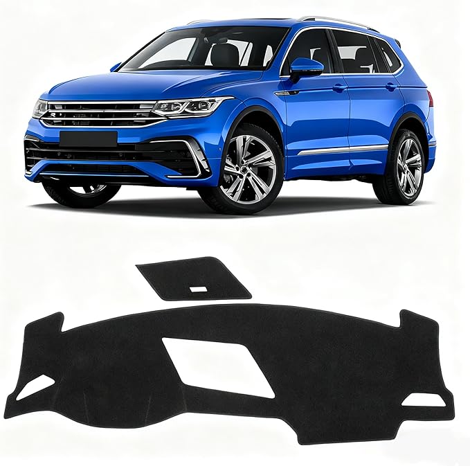 KUST Black Dash Cover for Volkswagen VW Tiguan 2017-2024 (S, SE, SEL, SEL Premium) Polyester Dashboard Cover Non-Slip Interior Accessories for Tiguan Custom Fit Dash Carpet No Glare