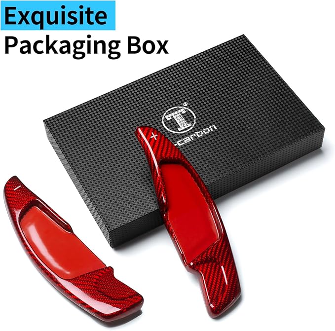 T-carbon Glass Fiber Paddle Shifter Extension Compatible with BMW 3 4 5 6GT 7 8 G10 G12 G30 G38, X3 X4 X5 X6 X7 M5 M8 Z4, Steering Wheel Shift Paddle Extended Shifter Trim Cover, Red