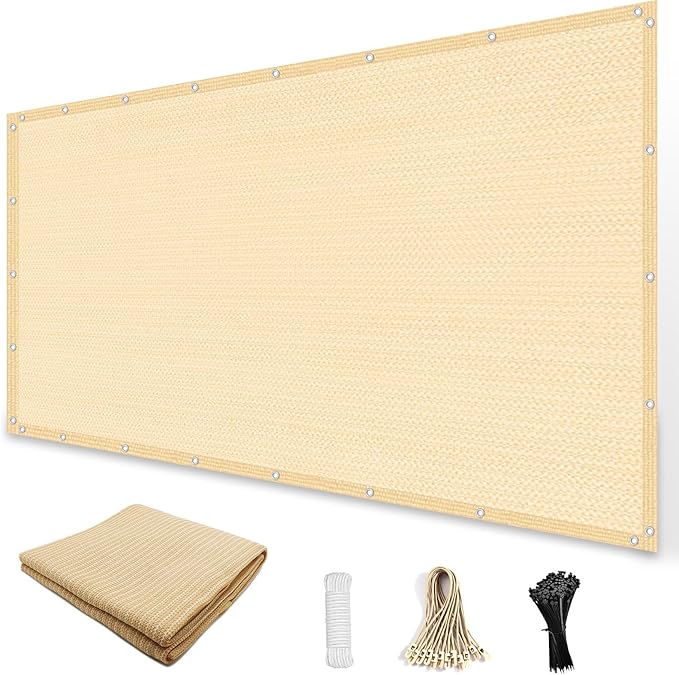Amagenix 90% Sun Shade Cloth with Grommets, 6' x 20' Pergola Replacement Shade Cover Canopy Privacy Screen for Outdoor Patio Garden, Wheat (We Customized)