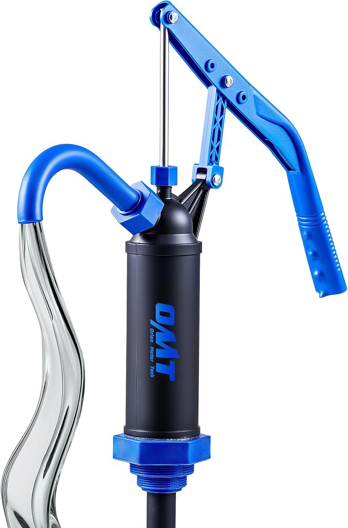 Orion Motor Tech 55 Gallon Drum Pump, Fits 5 to 55 Gallon Drums & Barrels, Lever Action Barrel Pump with 3 Section Suction Tube for Transfer of Chemicals, Acidic Solutions, Fuels, Water Based Fluids